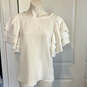 Chic White Layered Sleeve Blouse